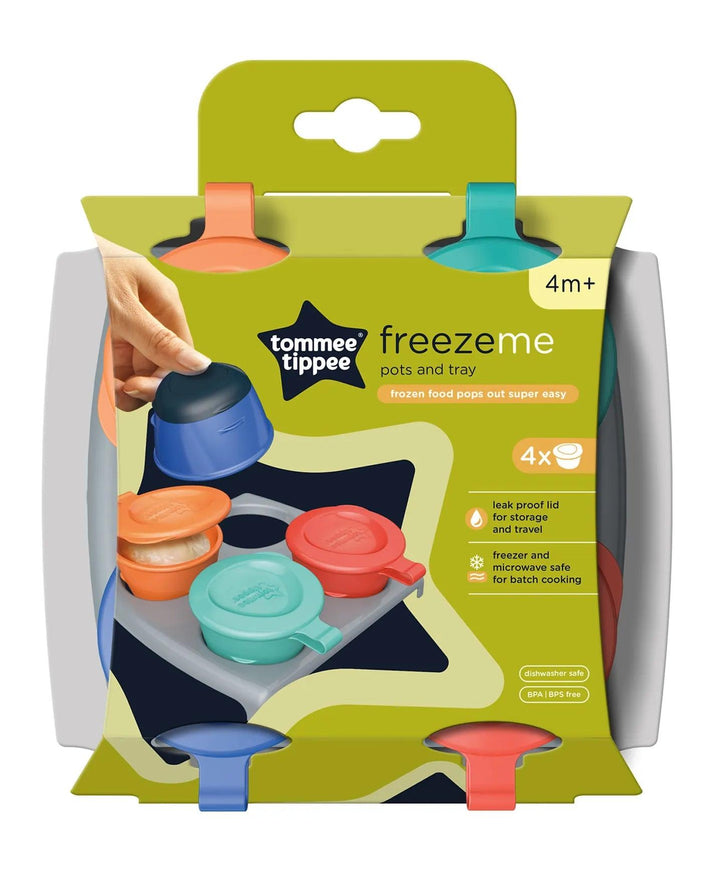 Tommee Tippee Pop Up Freezer Weaning Pots with Tray and Soft Push Up Bases Pack of 4 - 60mL each - Zrafh.com - Your Destination for Baby & Mother Needs in Saudi Arabia