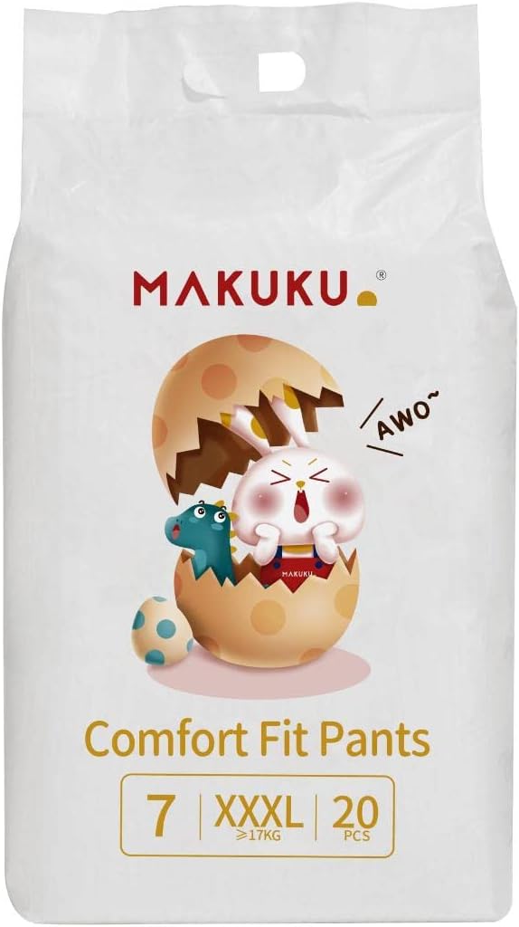MAKUKU Comfort Fit Pants Diapers, Size 7, XXX-Large, 17+ Kg, 20 Diapers - Zrafh.com - Your Destination for Baby & Mother Needs in Saudi Arabia