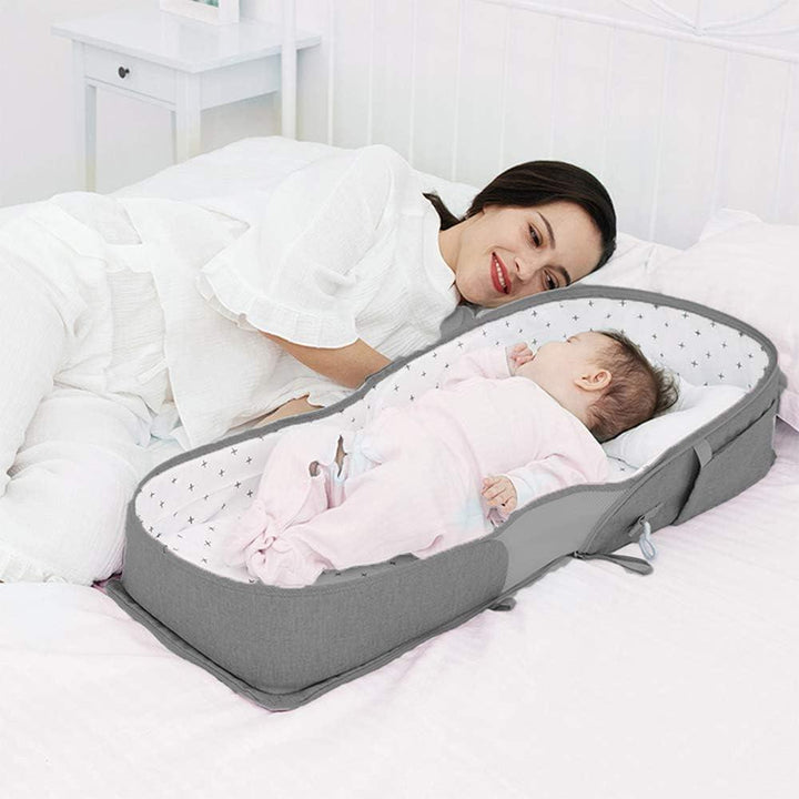 Sunveno Portable Baby Bed & bag- Grey - Zrafh.com - Your Destination for Baby & Mother Needs in Saudi Arabia