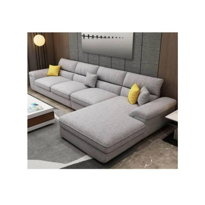 Alhome LShape  Sofa - Linen - Grey - 85x200x300x85 cm - AL-813 - Zrafh.com - Your Destination for Baby & Mother Needs in Saudi Arabia