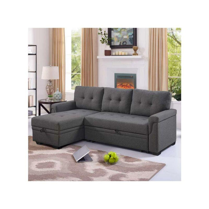 Alhome LShape  Sofa 240x85x145x90 cm - Grey - AL-634 - Zrafh.com - Your Destination for Baby & Mother Needs in Saudi Arabia