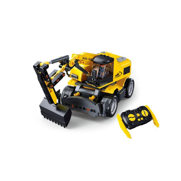 Sluban E7 Wheeled Excavator + Remote Control Building And Construction Toys Set - 353 Pieces - Zrafh.com - Your Destination for Baby & Mother Needs in Saudi Arabia