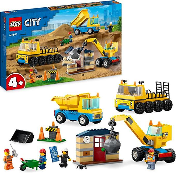 LEGO® City Construction Trucks and Wrecking Ball Crane 60391 Building Toy Set (235 Pieces) - ZRAFH