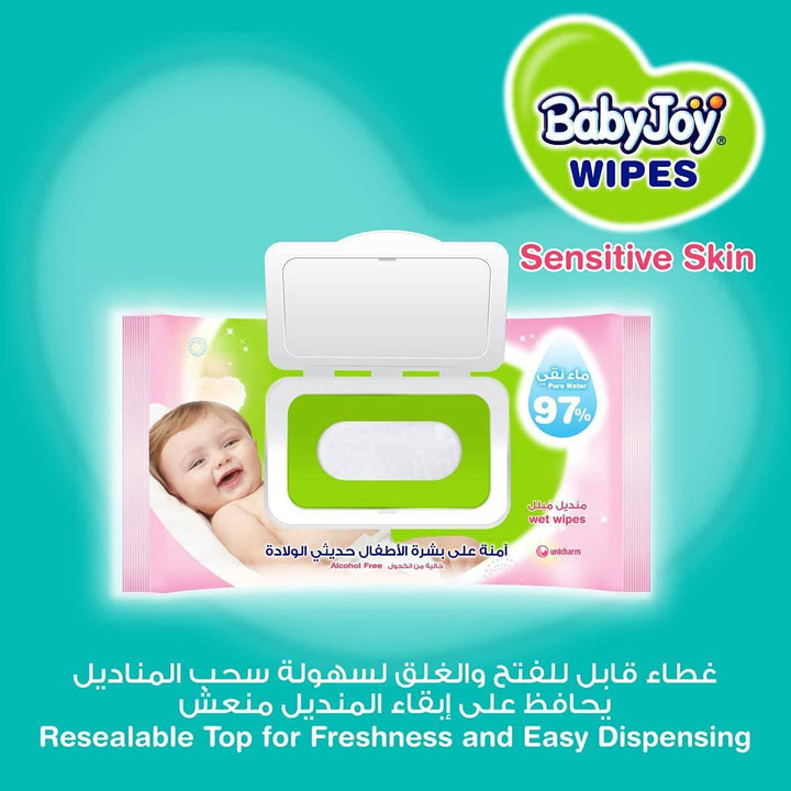 BabyJoy Sensitive Skin Wet Wipes Unscented Family Pack - 3X48 Wipes - ZRAFH