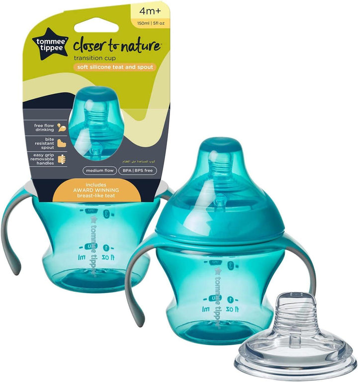 Tommee Tippee Transition Cup - 4-7 Months - Green - 150ML - Zrafh.com - Your Destination for Baby & Mother Needs in Saudi Arabia