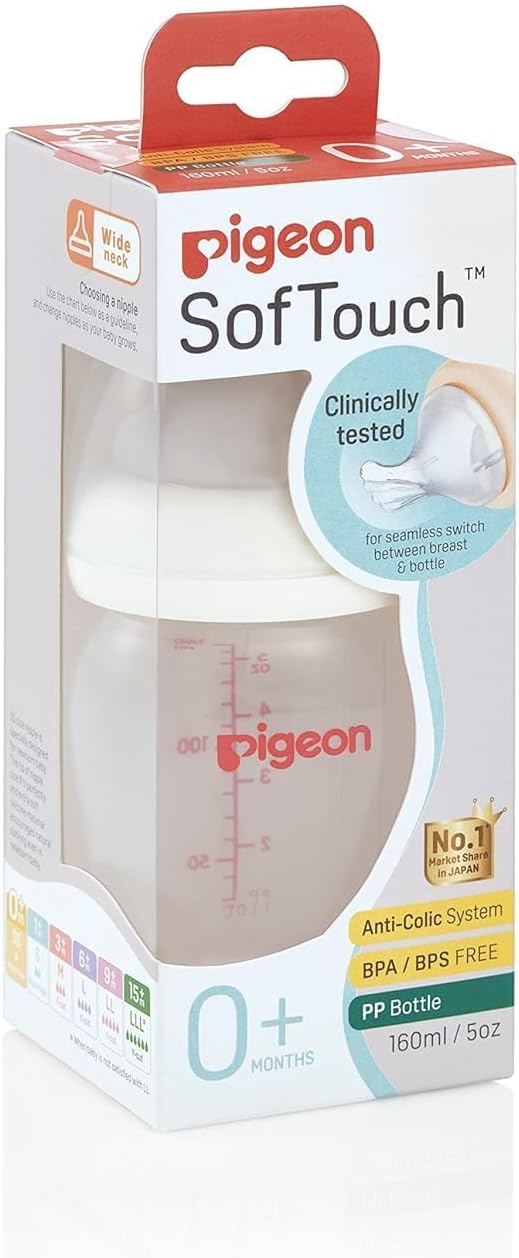 Pigeon Soft Touch Wide Neck Peristaltic Plus PP Bottle 240 ml - Zrafh.com - Your Destination for Baby & Mother Needs in Saudi Arabia
