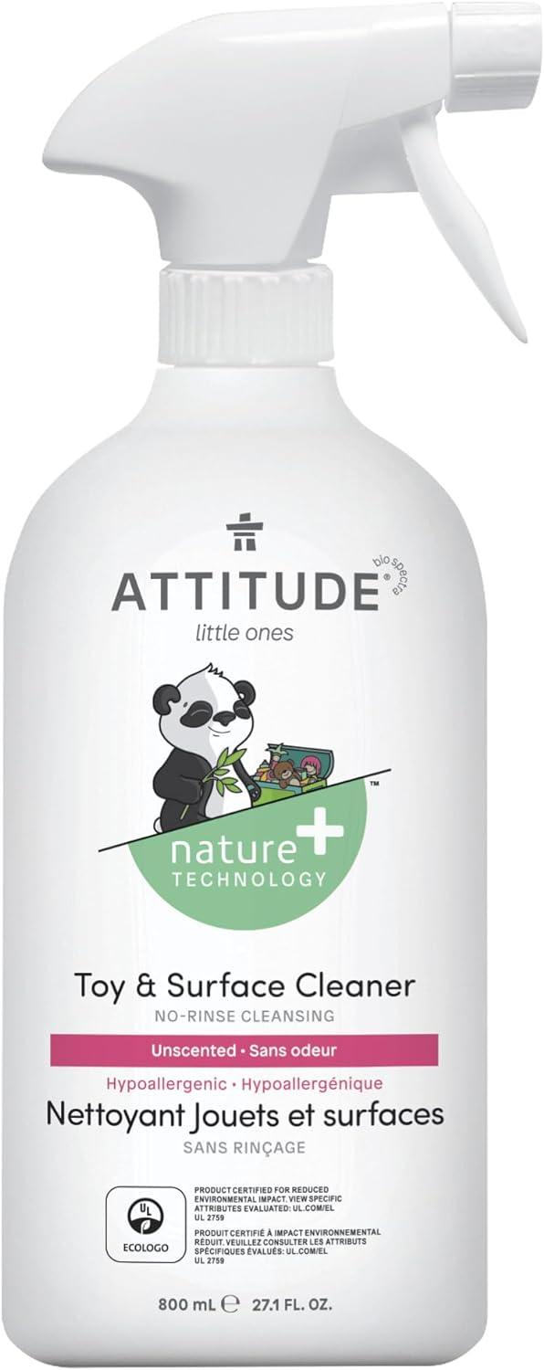 Attitude Natural Baby And Kids Toy Cleaner, Efficient And Hypoallergenic, Safe For High-Chair And Stollers, Unscented, Hypoallergenic 800 ML - Zrafh.com - Your Destination for Baby & Mother Needs in Saudi Arabia