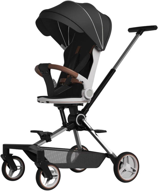 Luqu Convenience Stroller Lightweight Stroller One-Hand Fold,Compact Travel Stroller Multiposition Recline,Oversized Canopy,Extra-Large Storage- black - Zrafh.com - Your Destination for Baby & Mother Needs in Saudi Arabia