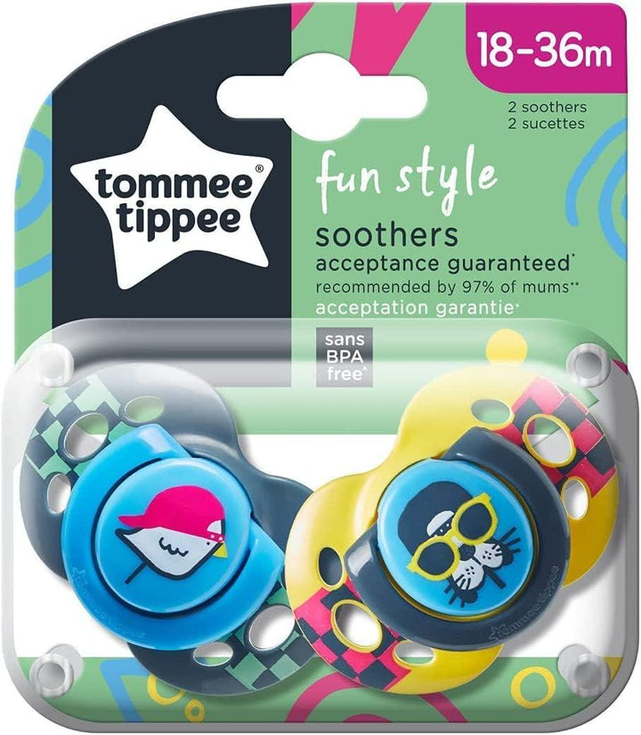 Tommee Tippee Fun Style Soother - 2 Pieces - 18-36 Months - Zrafh.com - Your Destination for Baby & Mother Needs in Saudi Arabia