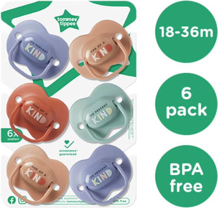 Tommee Tippee Anytime Soothers, 18-36m, Pack of 6 Dummies, Symmetrical Orthodontic Design, BPA-Free Silicone Baglet - Zrafh.com - Your Destination for Baby & Mother Needs in Saudi Arabia