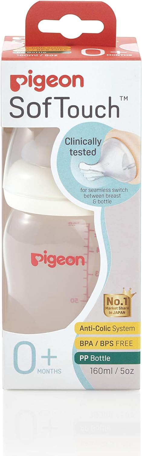 Pigeon Soft Touch Wide Neck Peristaltic Plus PP Bottle 160ml - Zrafh.com - Your Destination for Baby & Mother Needs in Saudi Arabia