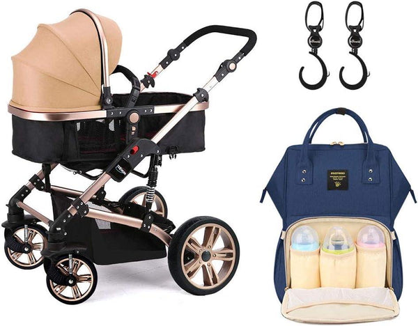 Teknum 3 in 1 stroller - Khaki + Sunveno Diaper Bag + Hooks - Zrafh.com - Your Destination for Baby & Mother Needs in Saudi Arabia