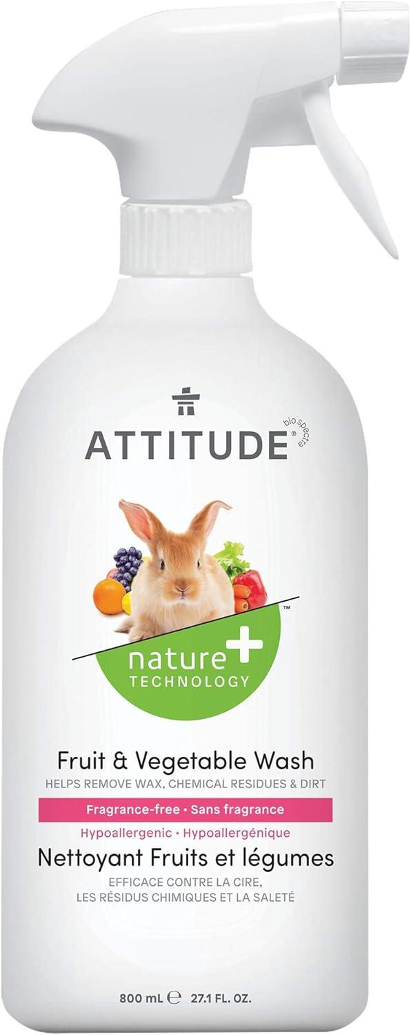 Attitude Hypoallergenic Fruit And Vegetable Wash, Fragrance Free, 800ML - Zrafh.com - Your Destination for Baby & Mother Needs in Saudi Arabia