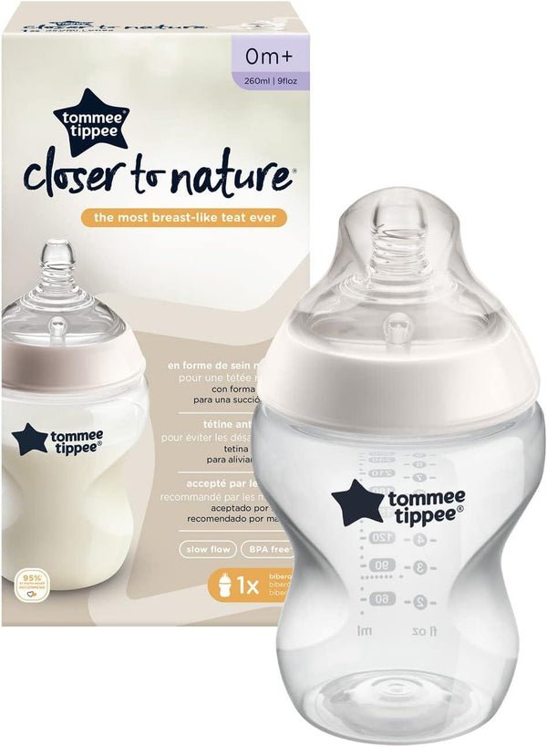 Tommee Tippee Closer-Nature Plastic Feed Bottle Transparent, 260ml. - Zrafh.com - Your Destination for Baby & Mother Needs in Saudi Arabia