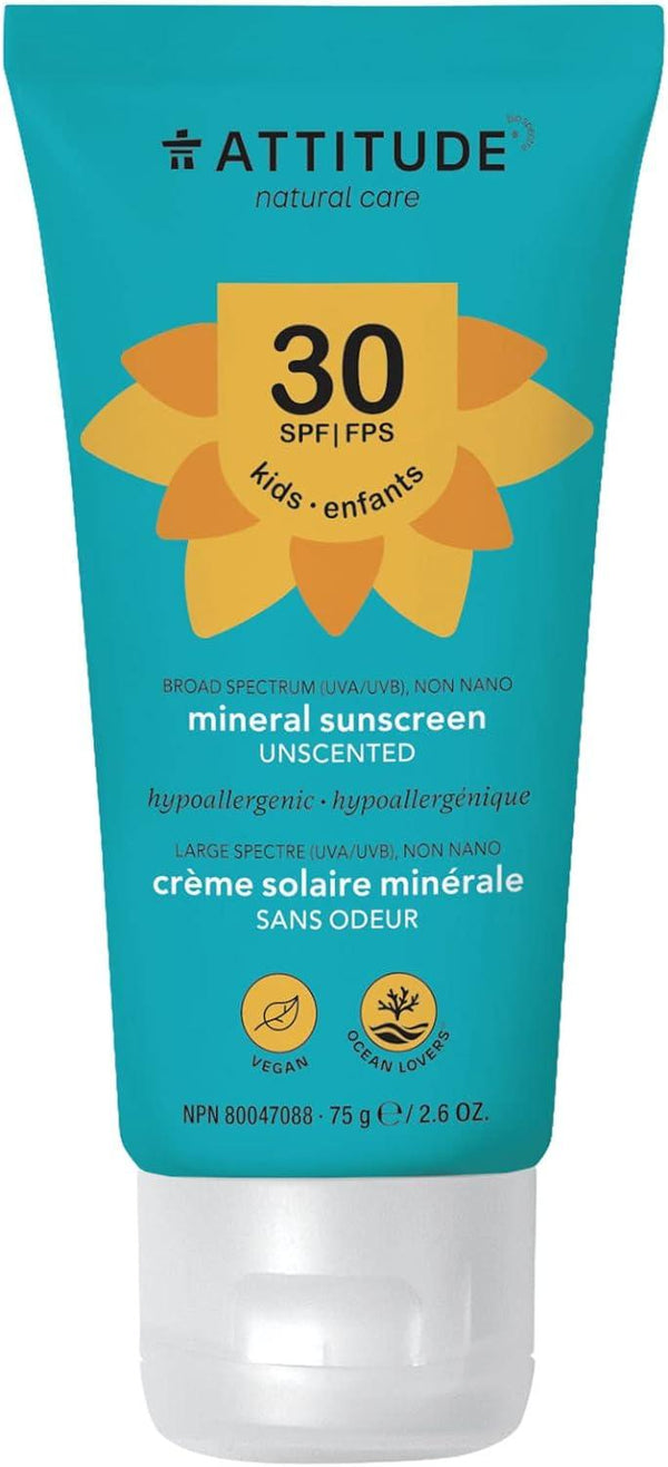 Attitude Baby & Kids Moisturizer Mineral Sunscreen SPF 30 (75g) - unscented - Zrafh.com - Your Destination for Baby & Mother Needs in Saudi Arabia