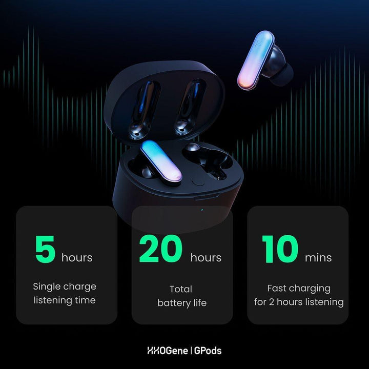 HHOGene Gpods Colorful RGB Wireless Earbuds with Light Control, ANC Bluetooth Rainbow Earphones in Ear with Fast Charging Case, IPX4 Sweatproof Sport Gaming Hiking Traveling for iPhone & Android - Zrafh.com - Your Destination for Baby & Mother Needs in Saudi Arabia