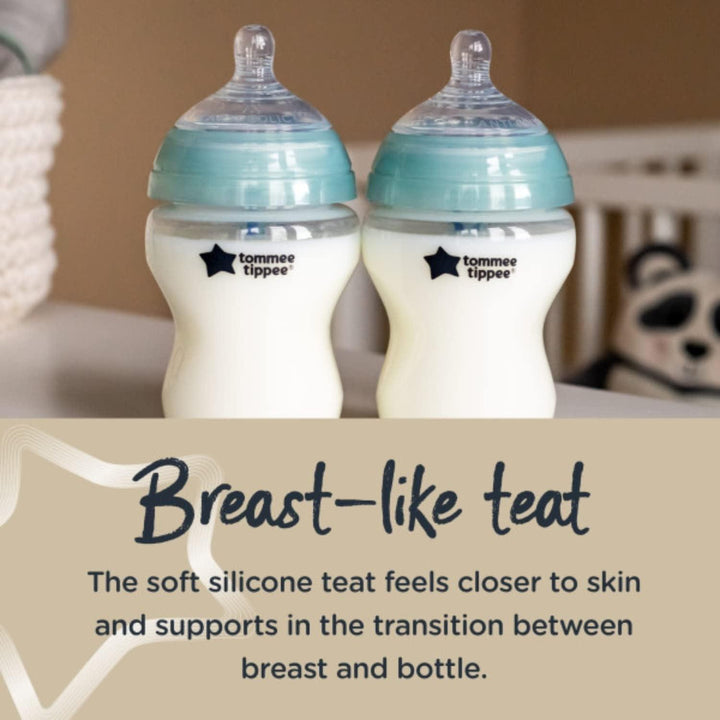 Tommee Tippee Anti-Colic Slow-Flow Baby Bottle with Unique Anti-Colic Venting System - 2 Pieces - 260 ml - Zrafh.com - Your Destination for Baby & Mother Needs in Saudi Arabia