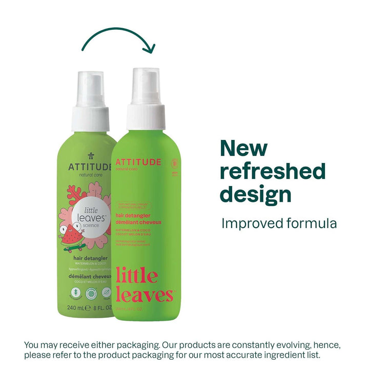 ATTITUDE Natural Hair Detangler Spray for Baby and Kids, EWG Verified Hypoallergenic Vegan and Cruelty-Free, Watermelon & Coco, 240 ml - Zrafh.com - Your Destination for Baby & Mother Needs in Saudi Arabia