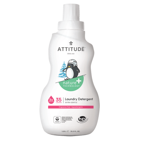 Attitude Liquid Laundry Detergent For Baby's Sensitive Skin, Effective Fragrance-Free Plant- And Mineral-Based Formula, He, Vegan And Cruelty-Free, Natural, Fragrance Free - 35 Load 1.05L - Zrafh.com - Your Destination for Baby & Mother Needs in Saudi Arabia