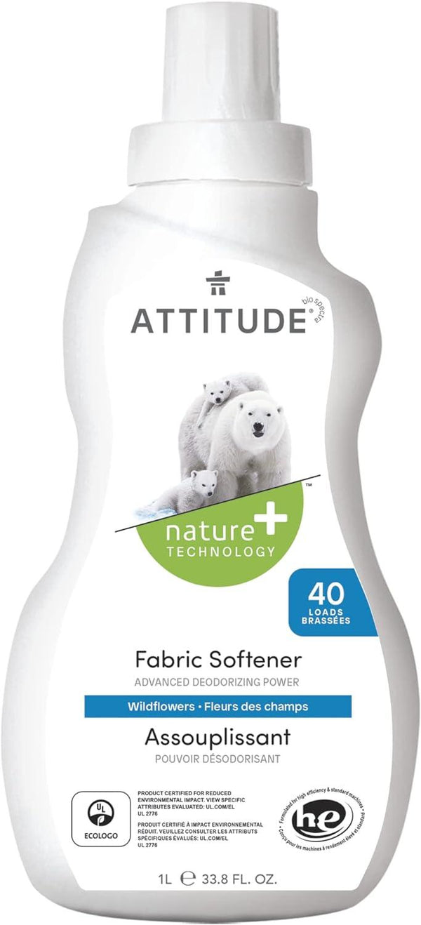 Attitude Fabric Softener For Baby'S Sensitive Skin, Wildflowers 40 Loads,1L - Zrafh.com - Your Destination for Baby & Mother Needs in Saudi Arabia