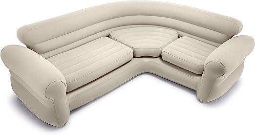 Intex 68575N, Inflatable Corner Sofa, 258 X 203 X 76 Cm, Cream, Three_Seats, Pvc - 97%; Rayon - 3% - ZRAFH