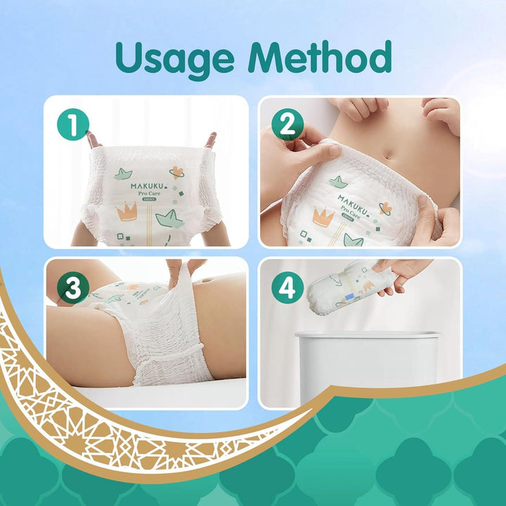 Makuku Premium Diapers ProCare Pant Style Disposable Diapers, Size 4, Large, 9-14KG, 84 Pieces - Zrafh.com - Your Destination for Baby & Mother Needs in Saudi Arabia