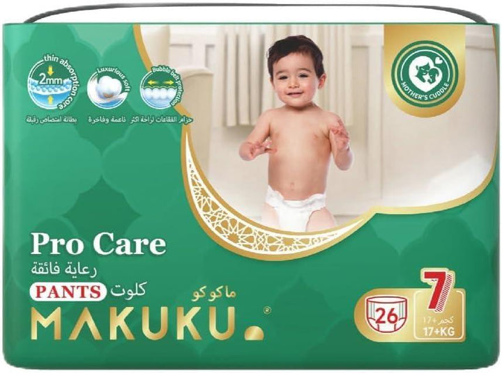 Makuku Premium Diapers ProCare Pant Style, Size 7, XXX-Large, 17+ KG, 26 Diapers - Zrafh.com - Your Destination for Baby & Mother Needs in Saudi Arabia