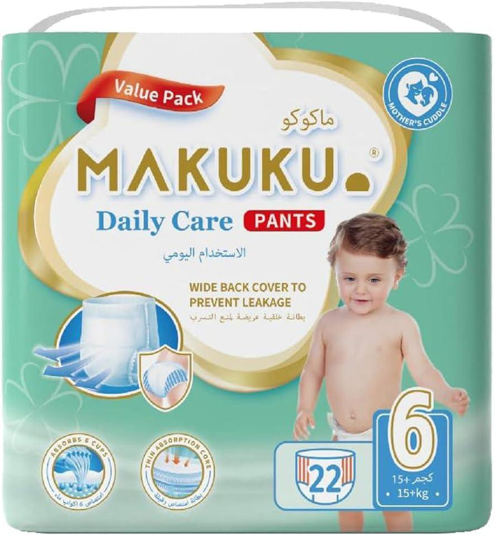 Makuku Diapers Daily Care Pants Size 6 XXL  15kg.  22 Diapers - Zrafh.com - Your Destination for Baby & Mother Needs in Saudi Arabia
