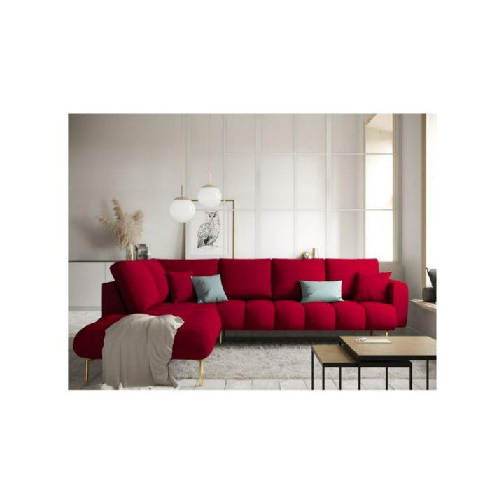 Alhome Lshaped  Sofa 85x180x85x250 cm - Red - Zrafh.com - Your Destination for Baby & Mother Needs in Saudi Arabia