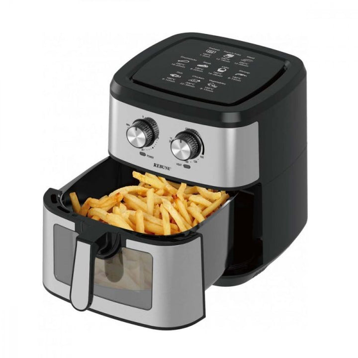 Rebune Air Fryer - 9.2 L - 1800W - Black and Silver - Zrafh.com - Your Destination for Baby & Mother Needs in Saudi Arabia