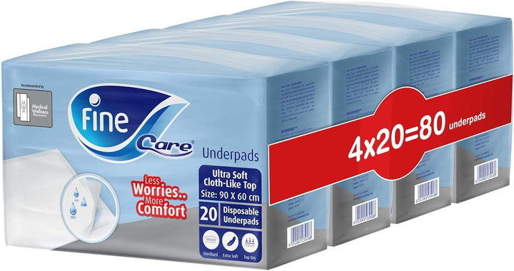 Fine Care Medical Pads Size Small (90 x 60 cm) 80 Pads, with Maximum Absorbency and Leak Protection - Zrafh.com - Your Destination for Baby & Mother Needs in Saudi Arabia