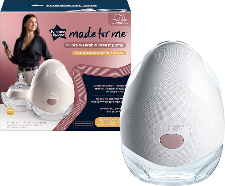 Tommee Tippee Made for Me Single Electric Wearable Breast Pump, Hands-Free, In-Bra Breastfeeding Pump, Portable, Quiet, 1 Massage and 8 Express Modes, 4 Hour Battery Life - Zrafh.com - Your Destination for Baby & Mother Needs in Saudi Arabia