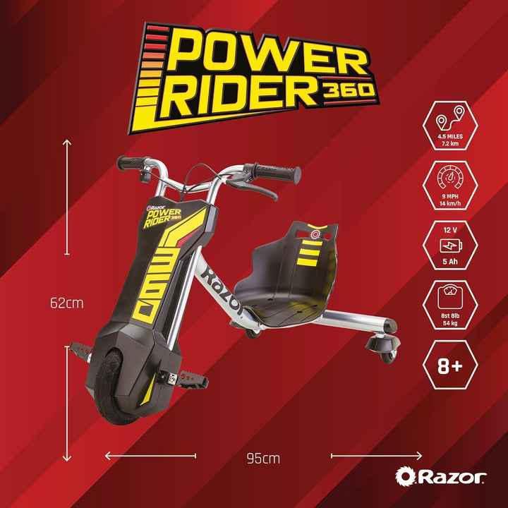 Razor Power Rider 360 ‚Äì Electric Tricycle, Up to 9 mph, Welded Steel Fork, 12V Powered Ride-On for Ages 8 and Up - Zrafh.com - Your Destination for Baby & Mother Needs in Saudi Arabia