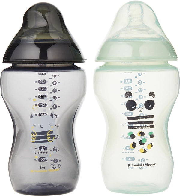 Tommee Tippee Closer to Nature Slow-Flow Baby Bottles with Anti-Colic Valve - 2 Pieces - 340 ml - Zrafh.com - Your Destination for Baby & Mother Needs in Saudi Arabia