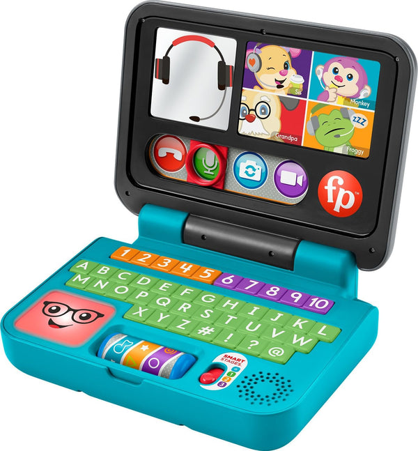 Fisher-Price Laugh & Learn Let's Connect Laptop - Uk English Edition, Electronic Toy With Smart Stages Learning Content For Infants And Toddlers