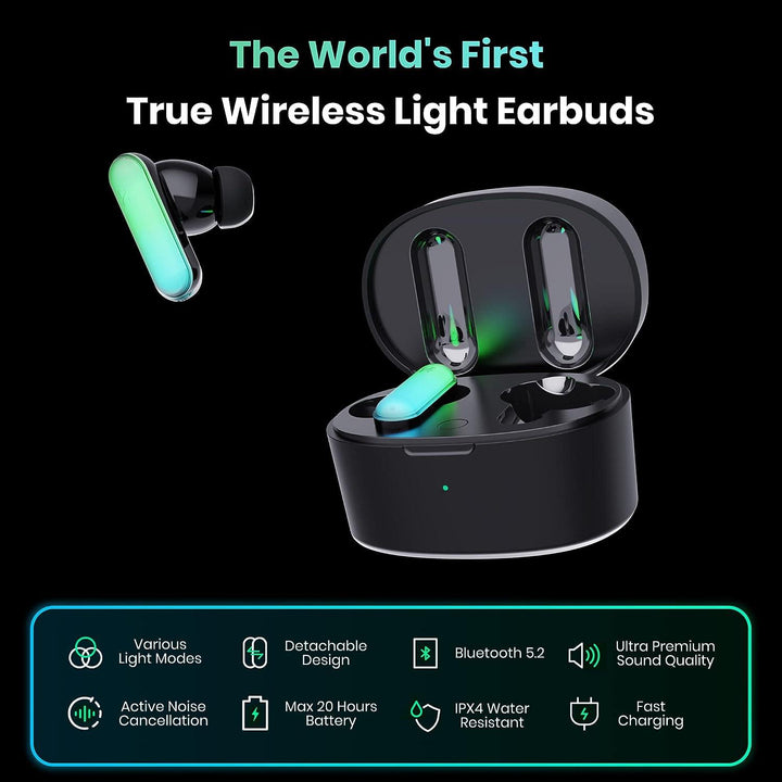 HHOGene GPods Colorful RGB Gaming Wireless Earbuds in Ear with Light Control and 4 Earbuds Shells,ANC Bluetooth Rainbow Earphones IPX4 Sweatproof Sport Hiking Traveling for iPhone & Android - Zrafh.com - Your Destination for Baby & Mother Needs in Saudi Arabia