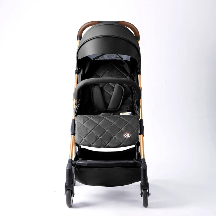 Teknum Travel Lite Shock Proof Stroller SLD|Extra Wide Seat|Single Hand Fold|360° Rotating Wheels|Air Travel Cabin|Cover Carry Bag|Newborn Baby/Kids,0-3 Years Stroller (Black Gold) - Zrafh.com - Your Destination for Baby & Mother Needs in Saudi Arabia