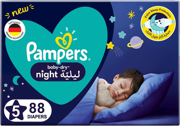 Pampers Baby Dry Night Diapers for Extra Sleep Protection Size 5 - 88 Pieces