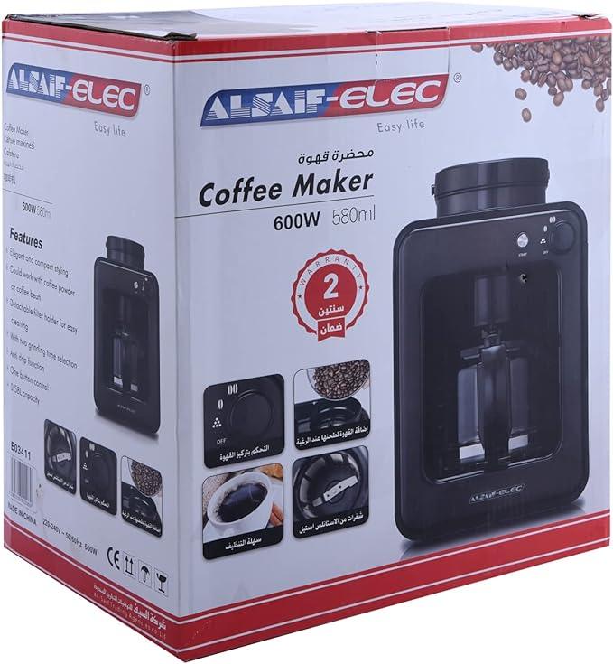 Al Saif Electric Coffee Maker With Grinder 600W 580 ml - Zrafh.com - Your Destination for Baby & Mother Needs in Saudi Arabia