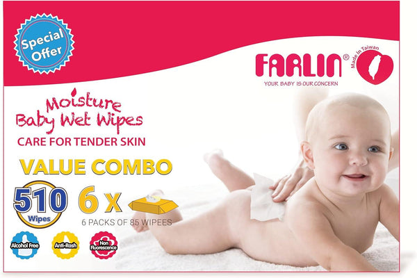 Farlin Anti-Rash Baby Wet Wipes 85 Sheets - 6 Packs DT.006A-6B - Zrafh.com - Your Destination for Baby & Mother Needs in Saudi Arabia