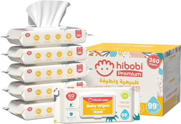 Hibobi Water Ultra-Mild Cleansing Baby Refresh Wipes,360 Count(6 Pack) - Zrafh.com - Your Destination for Baby & Mother Needs in Saudi Arabia