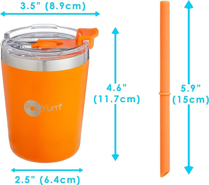 PopYum 2-Pack Insulated Stainless Steel Kids‚Äô Cups with Lid and Straw - 250 ml - ZRAFH