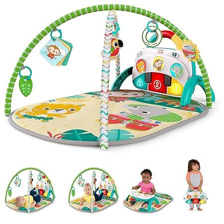 Bright Starts 4-in-1 Groovin’ Kicks Piano Gym, Tummy Time Play Mat & Activity Baby Toys, Green - Tropical Safari, Newborn to Toddler - Zrafh.com - Your Destination for Baby & Mother Needs in Saudi Arabia