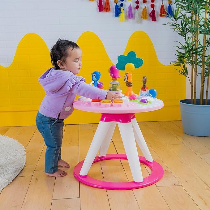 Bright Starts Around We Go 2-in-1 Walk-Around Baby Activity Center & Table, Tropic Coral, Ages 6 Months+ - Zrafh.com - Your Destination for Baby & Mother Needs in Saudi Arabia
