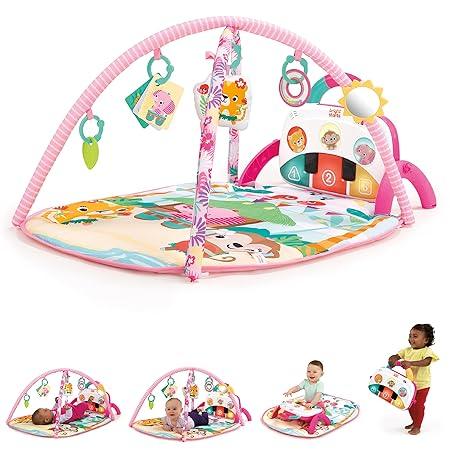 Bright Starts 4-in-1 Groovin’ Kicks Piano Gym, Tummy Time Play Mat & Activity Baby Toys, Pink - Floral Fiesta, Newborn to Toddler - Zrafh.com - Your Destination for Baby & Mother Needs in Saudi Arabia