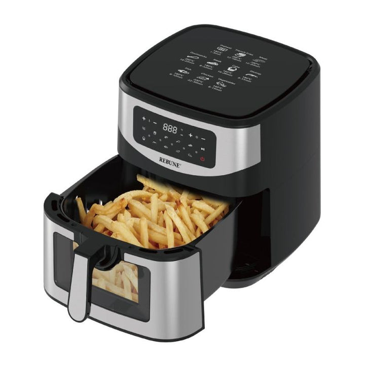 Rebune Air Fryer With Digital Screen - 8 Programs - 9 L - 1600 W - Black And Silver - RE- 11- 037 - Zrafh.com - Your Destination for Baby & Mother Needs in Saudi Arabia