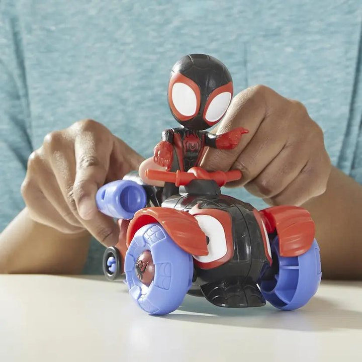 Spidey and His Amazing Friends Marvel Change 'N Go Techno-Racer and 4-Inch Miles Morales: Spider-Man Action Figure, 2 in 1 Vehicle, for Kids Ages 3 and Up, Frustration Free Packaging - ZRAFH