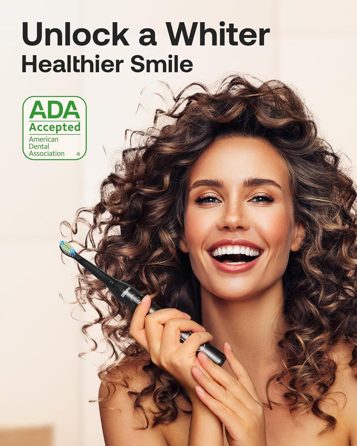 Bitvae Electric Toothbrush for Adults - Ultrasonic Electric Toothbrushes with 6 Brush Heads, ADA Accepted Power Rechargeable Toothbrush with 5 Modes, Smart Timer, Black D2 - Zrafh.com - Your Destination for Baby & Mother Needs in Saudi Arabia