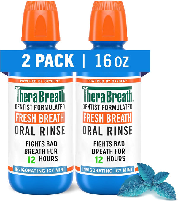 The Breath Co Fresh Breath Dentist Formulated 24-Hour Oral Rinse, Icy Mint, 16 Ounce (Pack of 2) - Zrafh.com - Your Destination for Baby & Mother Needs in Saudi Arabia