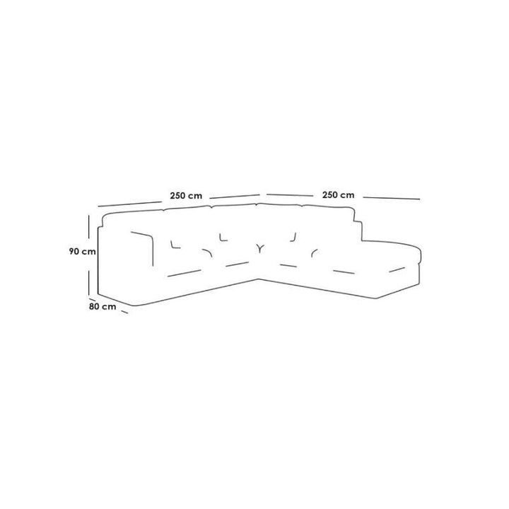 Alhome LShape sofa 250x250x80x90 cm - Grey - Zrafh.com - Your Destination for Baby & Mother Needs in Saudi Arabia